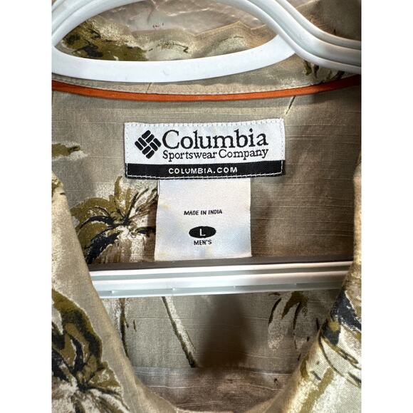 Columbia Shirt Mens Beige Tan Casual Button Up Outdoors Palm Trees Size Large - Picture 5 of 6